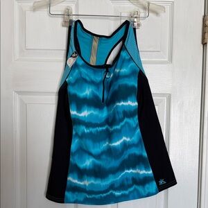 Zeroxposur Turquoise and Black swim top